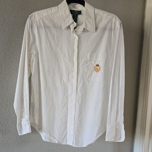 Lauren Ralph Lauren White Shirt with Gold Embroidery